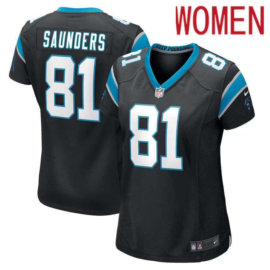 Women Carolina Panthers #81 CJ Saunders Nike Black Game Player NFL Jersey->customized nfl jersey->Custom Jersey